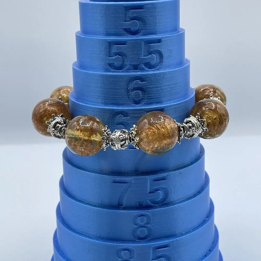 Stunning Amber Color Murano Glass Beaded Statement Stretch Bracelet Boho Bold